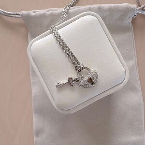 Swarovski - Silver-Tone Heart and Key Necklace